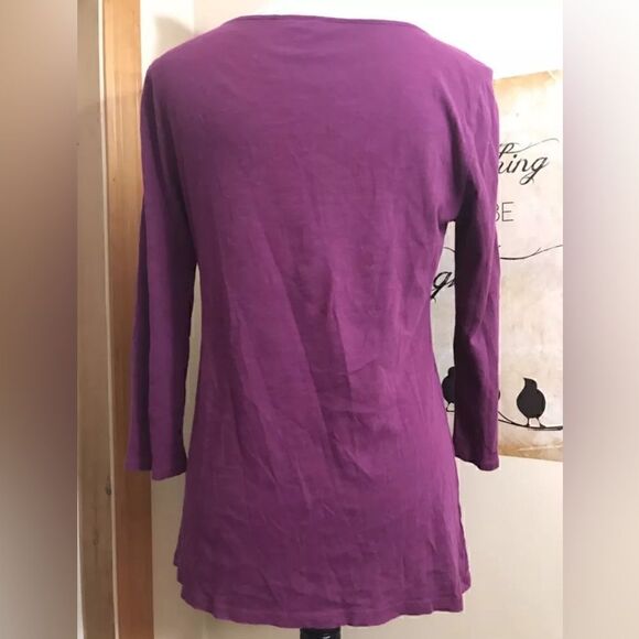 Ann Taylor LOFT Women's 3/4 Sleeve Purple Floral Top Blouse Shirt - Size Small - Picture 3 of 9